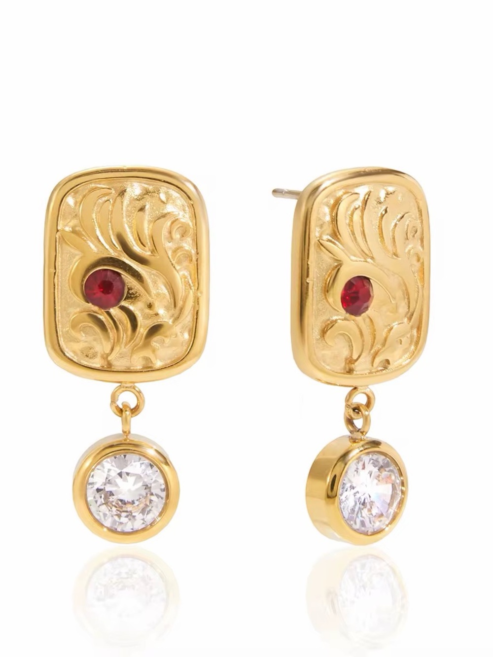 18K Gold Plated Vintage Inspired Drop Earrings